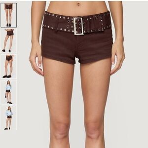 Studded Belt Denim Micro Shorts
